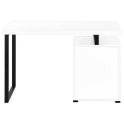 Computer Desk, Home Office, Laptop, Left, Right Set-up, Storage Drawers, 48"L, Work, White Laminate, Black Metal, Contemporary, Modern
