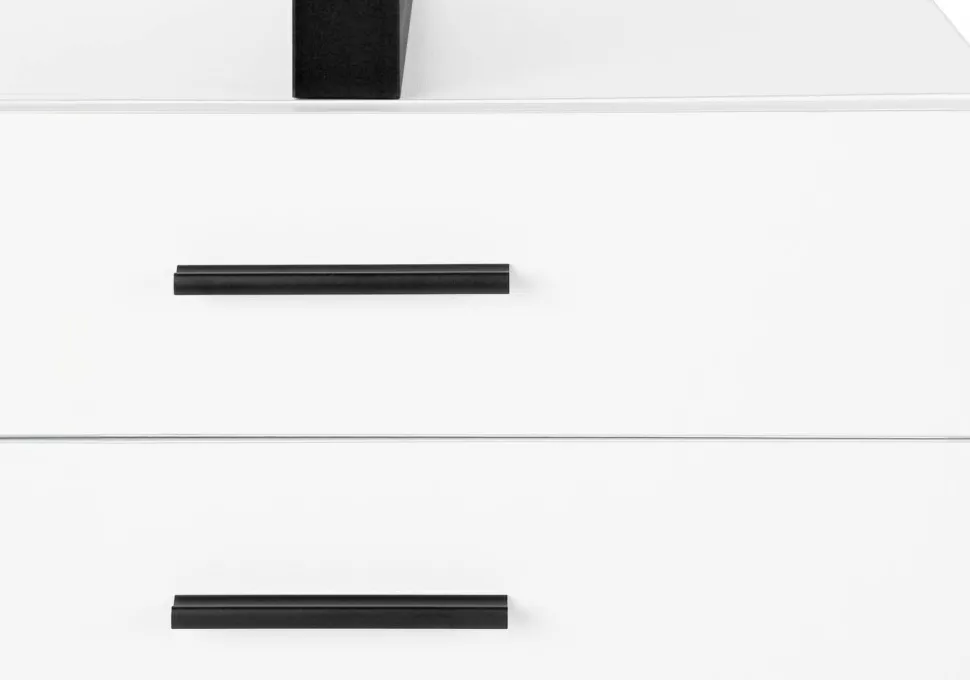 Computer Desk, Home Office, Laptop, Left, Right Set-up, Storage Drawers, 48"L, Work, White Laminate, Black Metal, Contemporary, Modern