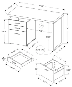 Computer Desk, Home Office, Laptop, Left, Right Set-up, Storage Drawers, 48