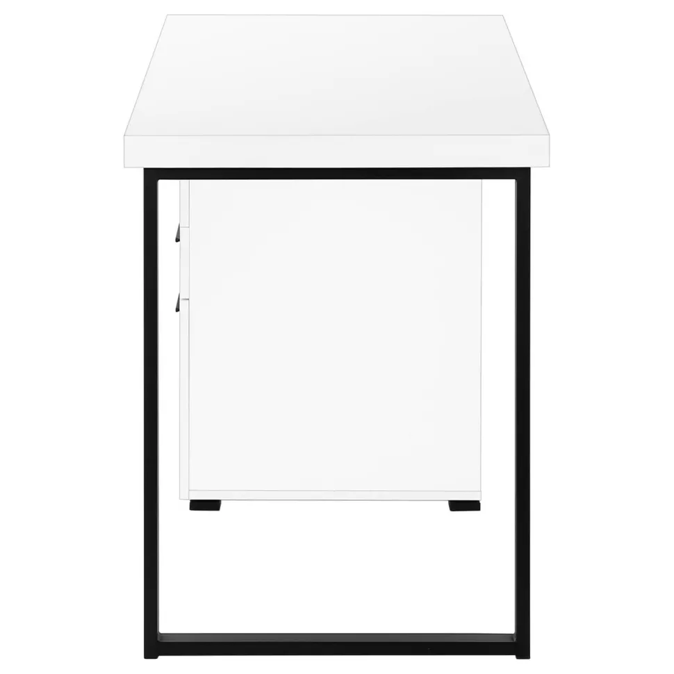 Computer Desk, Home Office, Laptop, Left, Right Set-up, Storage Drawers, 48"L, Work, White Laminate, Black Metal, Contemporary, Modern