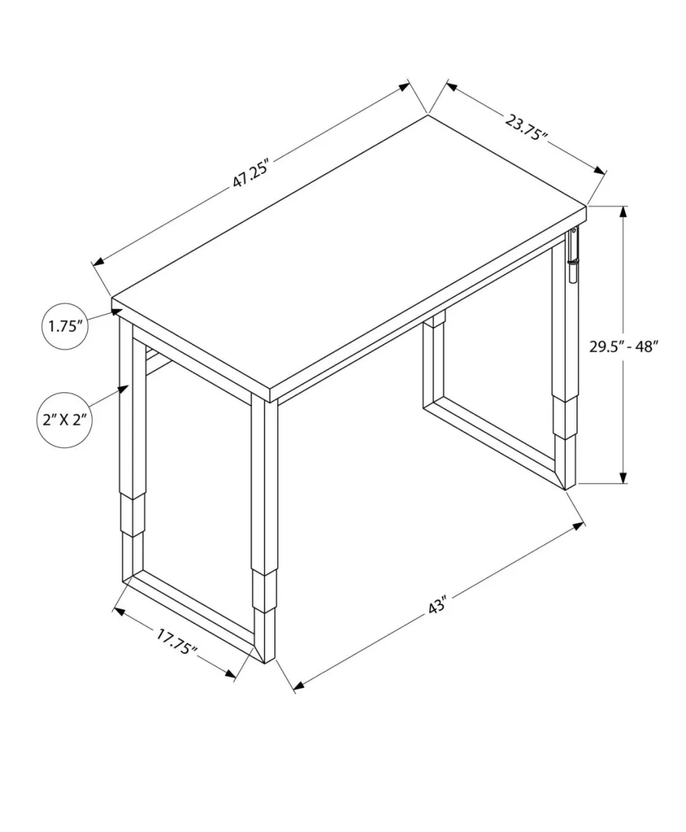 Computer Desk, Home Office, Standing, Adjustable, 48"L, Work, Laptop, Brown Laminate, Black Metal, Contemporary, Modern