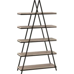 Conry 68'' Tall A-Frame Bookcase in Blackened Bronze/Antiqued Gray Oak