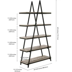 Conry 68'' Tall A-Frame Bookcase in Blackened Bronze/Antiqued Gray Oak