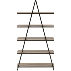 Conry 68'' Tall A-Frame Bookcase in Blackened Bronze/Antiqued Gray Oak
