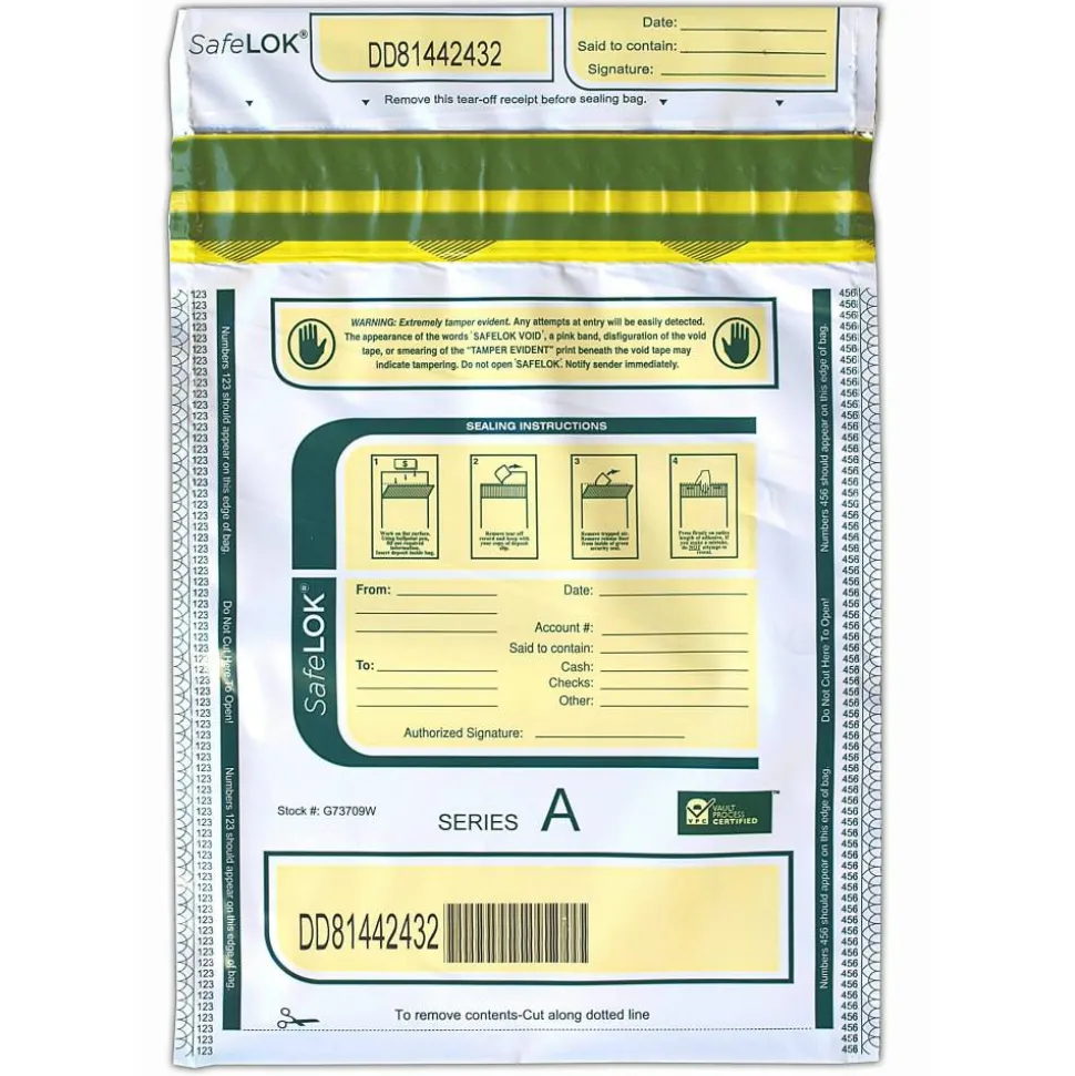 Control Group Tamper-Evident Deposit Bags, 9" x 12", White, Pack Of 100