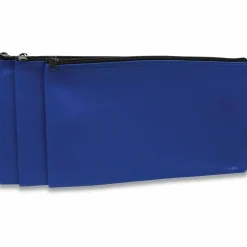 CONTROLTEK Fabric Deposit Bag, Vinyl, 5.5" x 11", Blue, 3/Pack