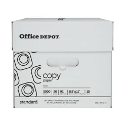 Copy Paper, White, Letter (8.5" x 11"), 5000 Sheets Per Case, 20 Lb, 92 Brightness