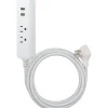 Cordinate 4-Outlet 16-Gauge USB Extension Cord With Surge Protection, 10', Gray/White