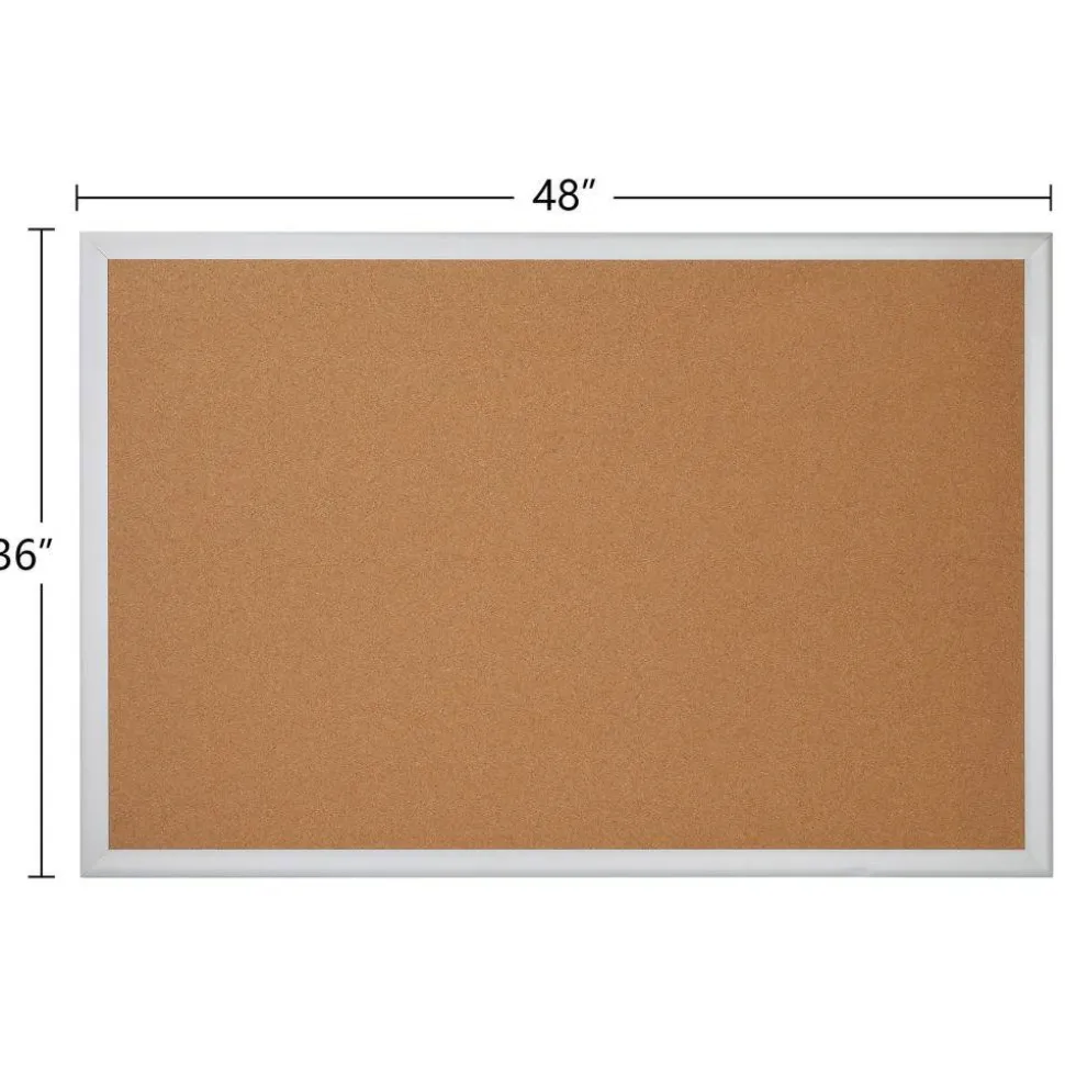 Cork Bulletin Board, 36" x 48", Aluminum Frame With Silver Finish