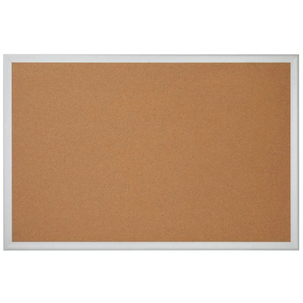 Cork Bulletin Board, 36" x 48", Aluminum Frame With Silver Finish
