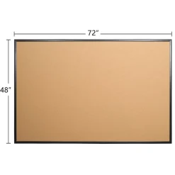 Cork Bulletin Board, 48" x 72", Aluminum Frame With Black Finish