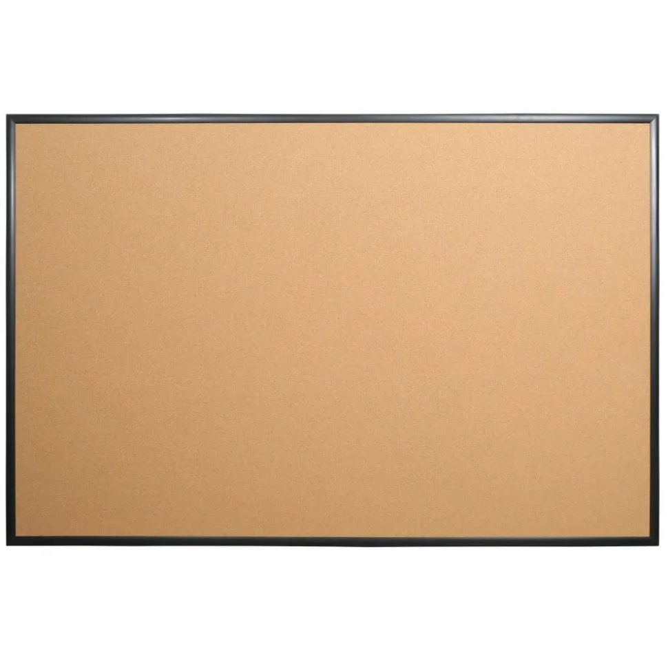 Cork Bulletin Board, 48" x 72", Aluminum Frame With Black Finish