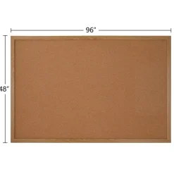 Cork Bulletin Board, 48" x 96", Wood Frame With Oak Finish
