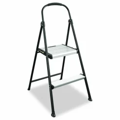 Cosco 2-Step Stepstool, 250 lb Capacity, 19" Working Height, 22.5" Spread, Black/Silver