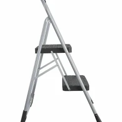 Cosco Big Step Folding Stool, 2-Step, 200 lb Capacity, 20.5" Working Height, 22" Spread, Black/Gray