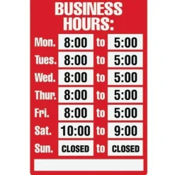 Cosco "Business Hours" Sign Kit, 8" x 12"