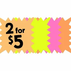 COSCO Die Cut Paper Signs, 5.25 x 5.25, Square, Assorted Colors, Pack of 48 Each