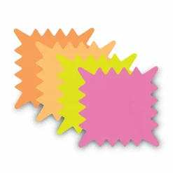 COSCO Die Cut Paper Signs, 5.25 x 5.25, Square, Assorted Colors, Pack of 48 Each