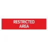 Cosco Engraved "Restricted Area" Sign, 2" x 8", Red/White