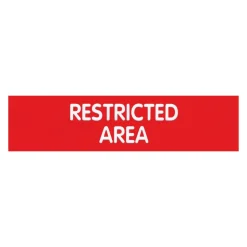 Cosco Engraved "Restricted Area" Sign, 2" x 8", Red/White