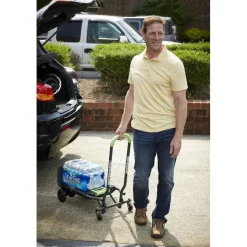 Cosco 2-in-1 Multi-Position Hand Truck and Cart, 300 lbs, 16.63 x 12.75 x 49.25, Black/Blue/Green