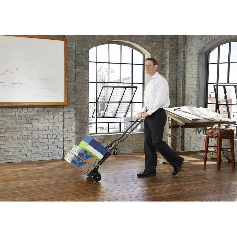 Cosco 2-in-1 Multi-Position Hand Truck and Cart, 300 lbs, 16.63 x 12.75 x 49.25, Black/Blue/Green