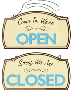 Cosco Two-Sided Open/Closed Boutique Sign with Hanging Hardware, 12 x 7 inches