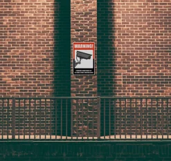 COSCO UV-Coated Preprinted Molded-Plastic Sign, 24-Hour Video Surveillance, 8 x 12, Black/Red/White
