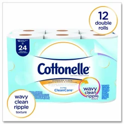 Cottonelle Clean Care Bathroom Tissue, Septic Safe, 1-Ply, White, 170 Sheets/Roll, 12 Rolls/Pack