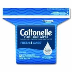 Cottonelle Fresh Care Flushable Cleansing Cloths, 1-Ply, 5 x 7.25, White, 168/Pack