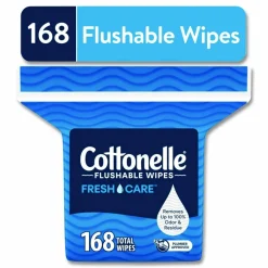 Cottonelle Fresh Care Flushable Cleansing Cloths, 1-Ply, 5 x 7.25, White, 168/Pack