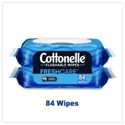 Cottonelle Fresh Care Flushable Cleansing Cloths, 1-Ply, 3.73 x 5.5, White, 84/Pack