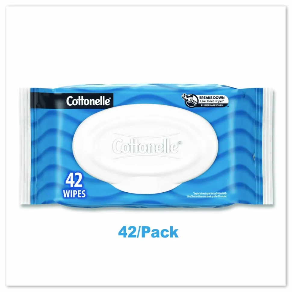 Cottonelle Fresh Care Flushable Cleansing Cloths, 1-Ply, 3.75 x 5.5, White, 42/Pack
