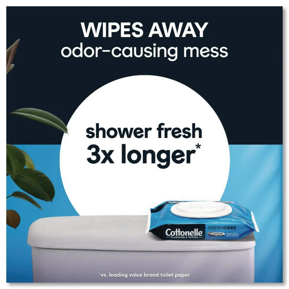 Cottonelle Fresh Care Flushable Cleansing Cloths, 1-Ply, 3.75 x 5.5, White, 42/Pack