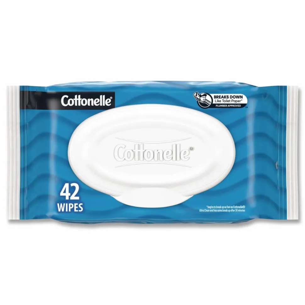 Cottonelle Fresh Care Flushable Cleansing Cloths, 1-Ply, 3.75 x 5.5, White, 42/Pack