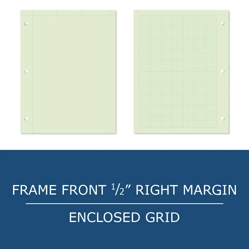 Covered Engineering Pad 8.5"x11" 80 Sheets 20# Paper Green, Case of 24
