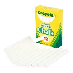 Crayola Anti-Dust Chalk, White, Box Of 12 Sticks