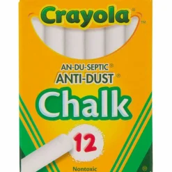 Crayola Anti-Dust Chalk, White, Box Of 12 Sticks