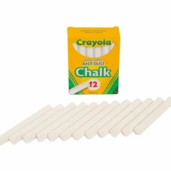 Crayola Anti-Dust Chalk, White, Box Of 12 Sticks