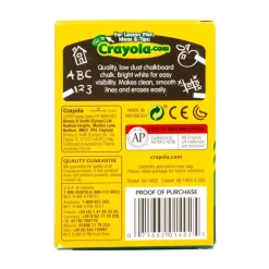 Crayola Anti-Dust Chalk, White, Box Of 12 Sticks