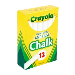 Crayola Anti-Dust Chalk, White, Box Of 12 Sticks