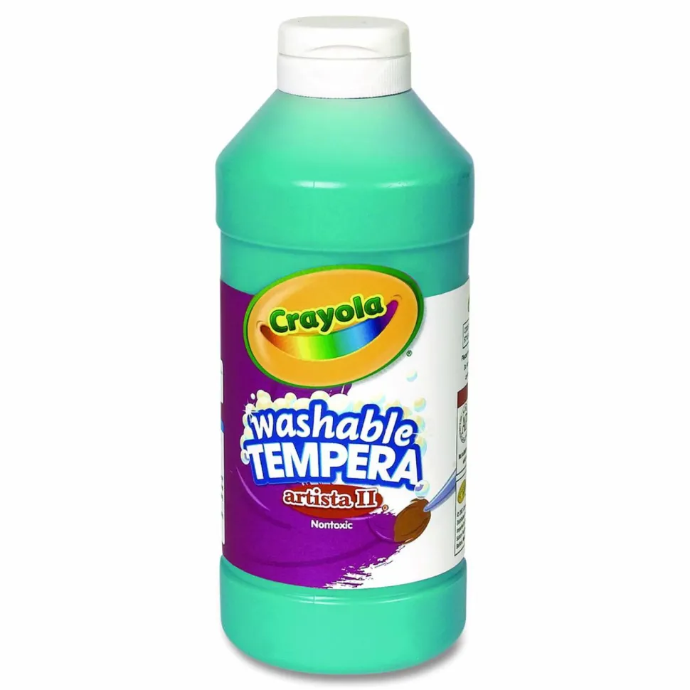 Crayola Artista II Washable Tempera Paint, Turquoise, Matte, 16 oz. Bottle