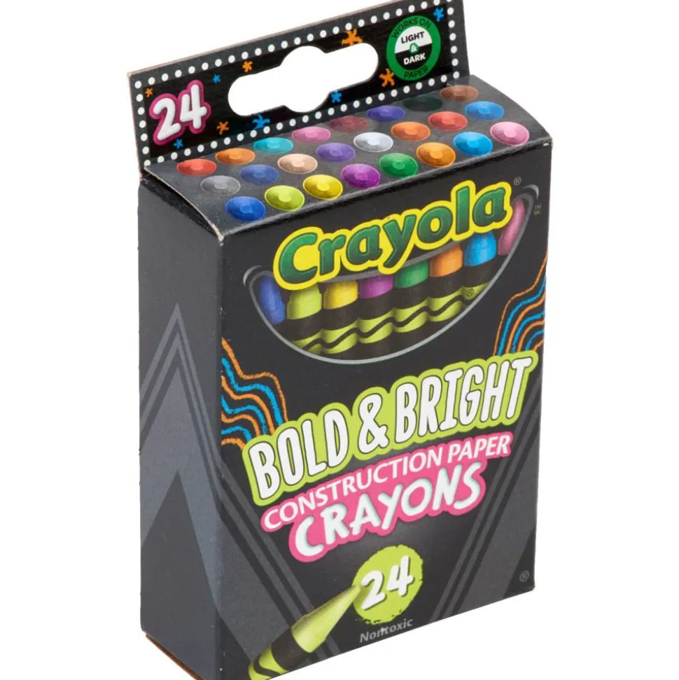 Crayola Bold & Bright Construction Paper Crayons, 24 Count