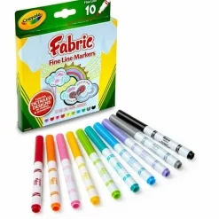 Crayola Bright Fabric Markers, Set Of 10, Fine Point, Assorted Colors