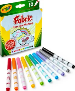 Crayola Bright Fabric Markers, Set Of 10, Fine Point, Assorted Colors
