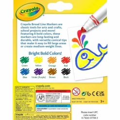 Crayola Broad Line Markers, Assorted Classic Colors, Pack Of 8