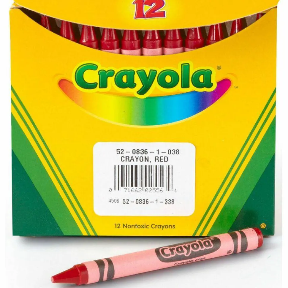 Crayola Bulk Crayons, Regular Size, 0.31" x 3.63", Red, 12/Box
