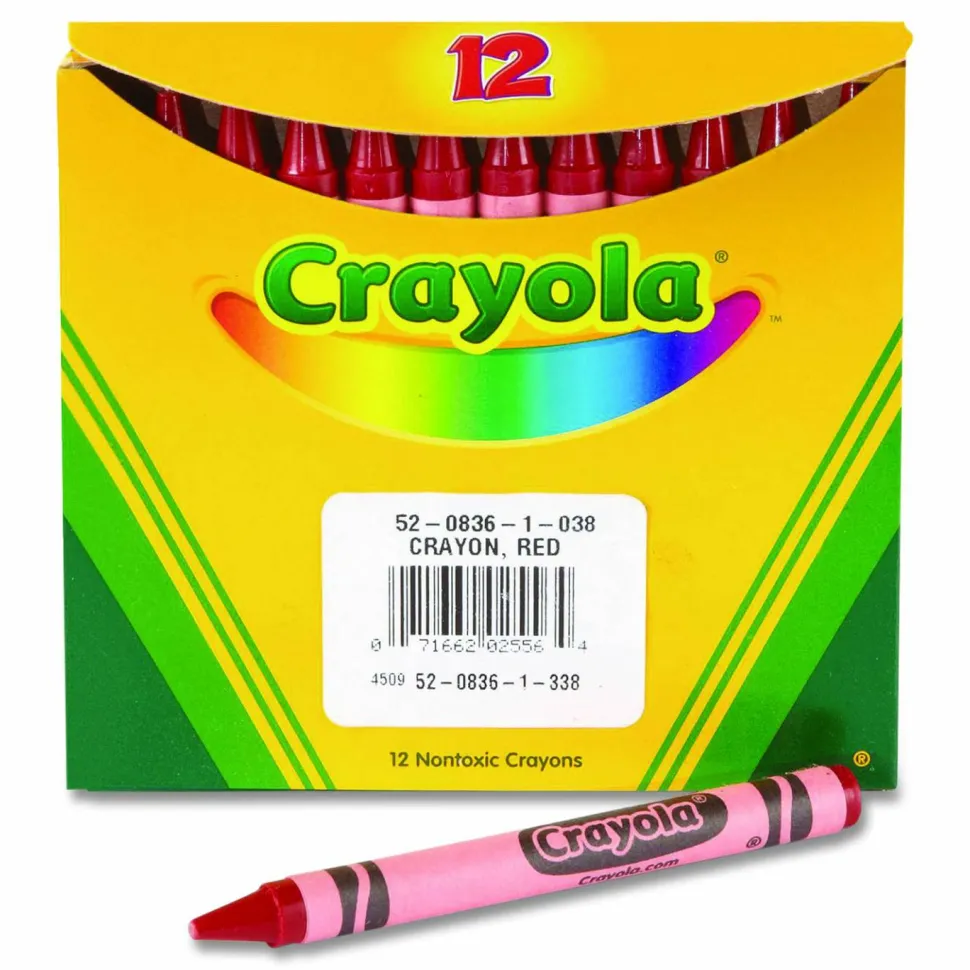 Crayola Bulk Crayons, Regular Size, 0.31" x 3.63", Red, 12/Box