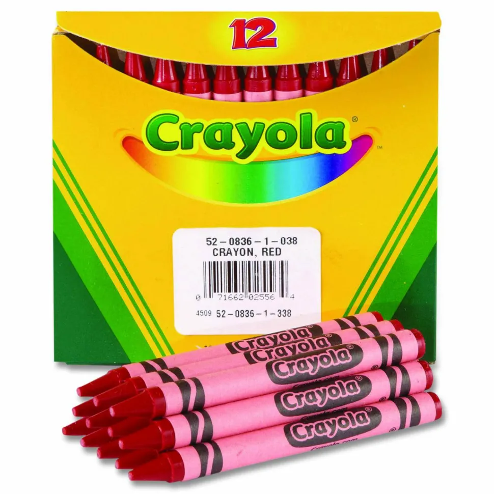 Crayola Bulk Crayons, Regular Size, 0.31" x 3.63", Red, 12/Box