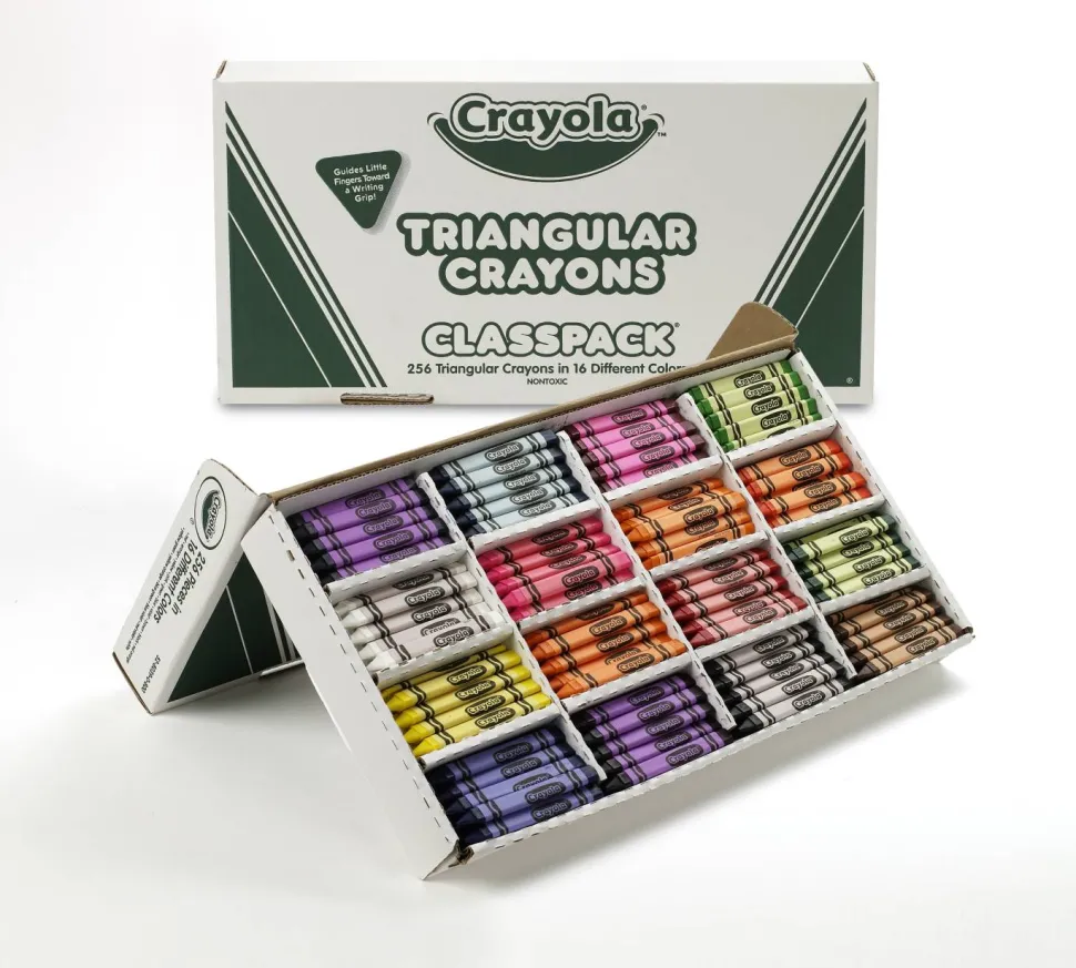 Crayola Classpack Triangular Crayons, Regular Size, 0.5" x 4", 16 Assorted Colors, 256/Carton